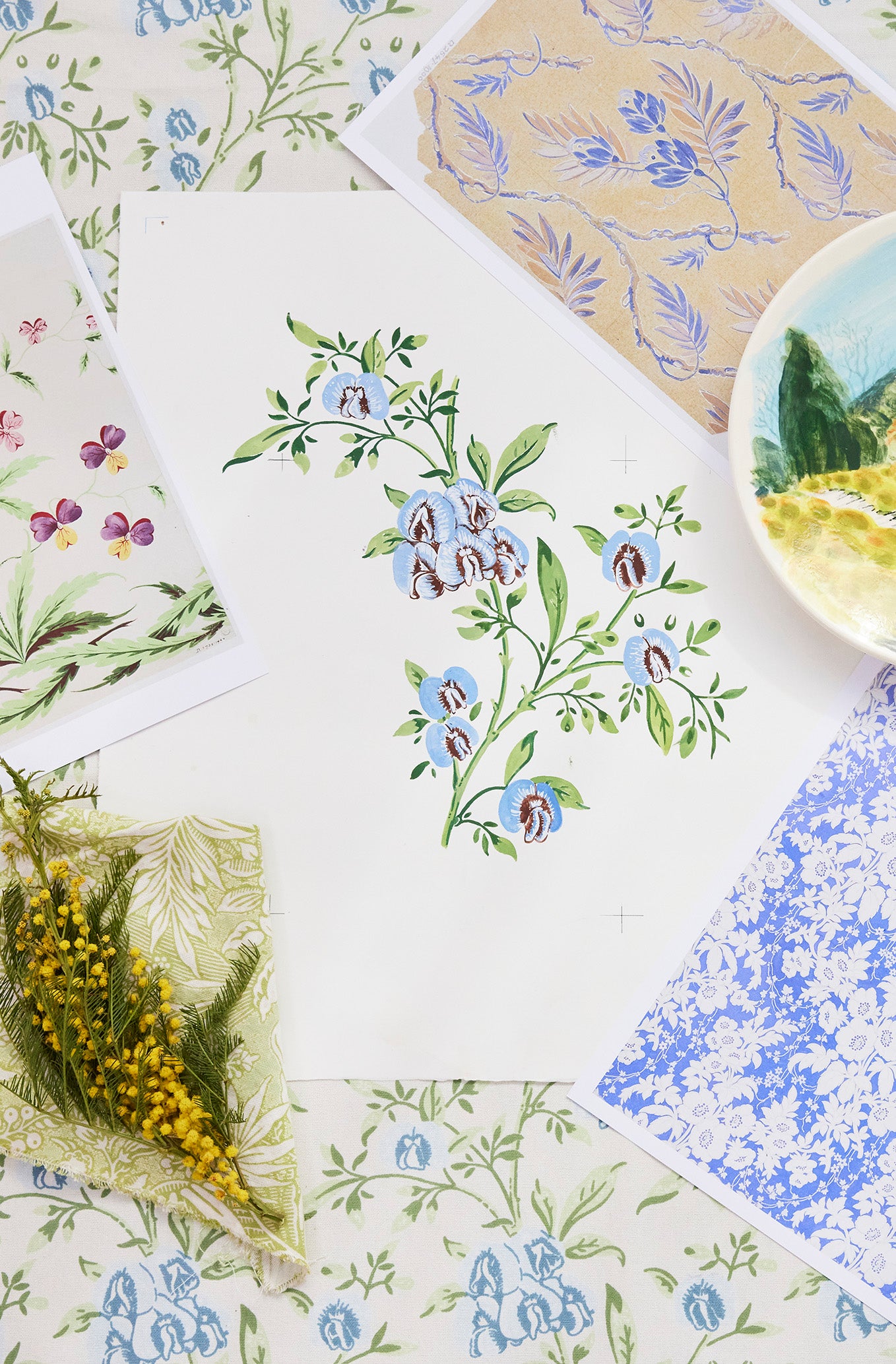 Collection of floral and nature-themed sketches and inspiration images