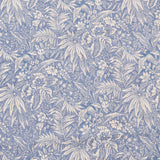 Floral and leaf pattern in blue and white on a blue background
