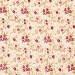 Floral pattern with red flowers and tan leaves on a beige background