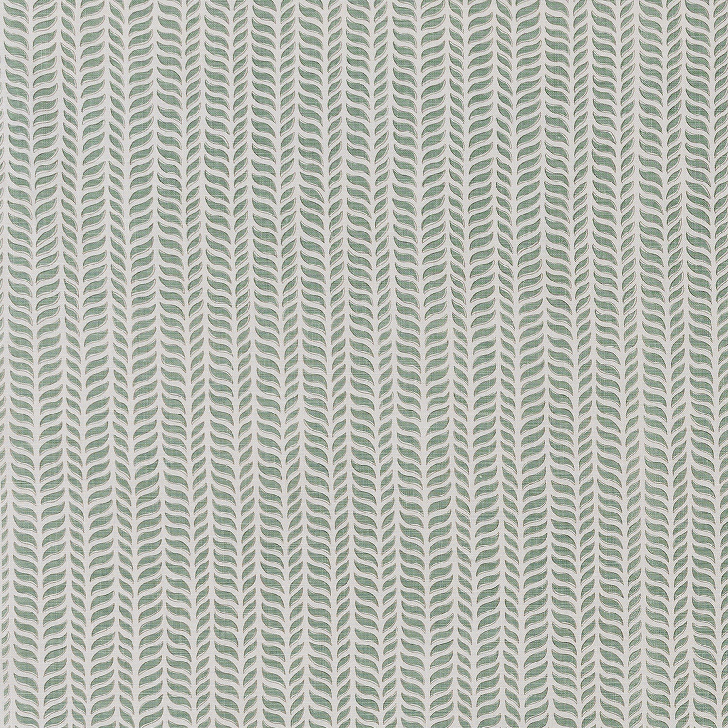 Fabric in a painterly herringbone print in green and brown on a light gray field.