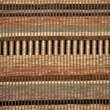 Handwoven rug detail in a stripe design in blue, white, red, blue, purple 