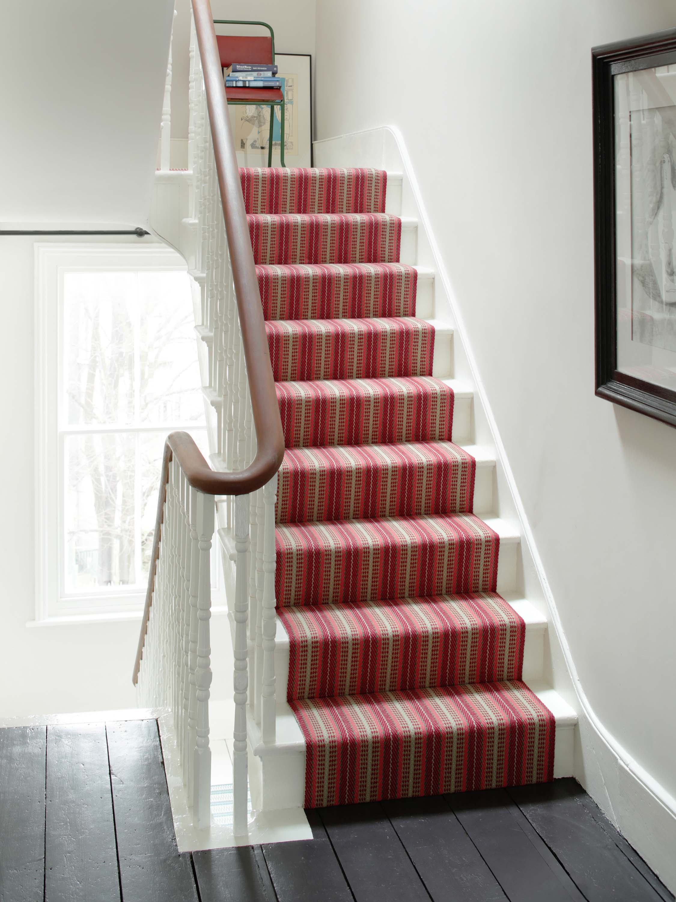 Striped flatweave runner in red and tan 