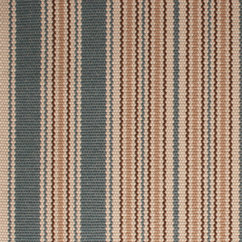 Striped flatweave runner in tan and blue