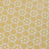 Wallpaper detail in a floral lattice print in  cream on a yellow field
