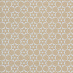 Wallpaper in a floral lattice print in cream on a tan field