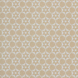 Wallpaper in a floral lattice print in cream on a tan field