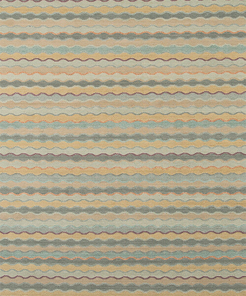 Patterned carpet with wavy stripes in pastel tones