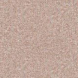 Detail of fabric in a textural wicker pattern in mottled brown on a white field.