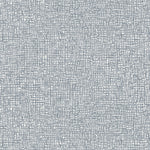 Detail of fabric in a textural wicker pattern in mottled gray on a white field.