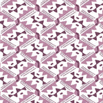 Detail of wallpaper in painterly diamond print in shades of purple on a white field.