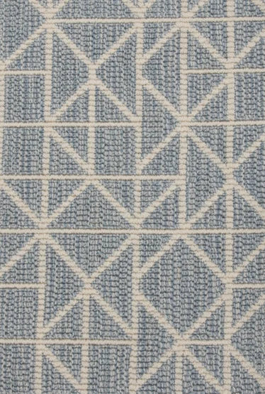 Broadloom carpet swatch geometric design in light blue