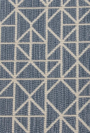 Broadloom carpet swatch geometric design in blue