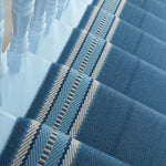 Striped flatweave runner in blue and grey