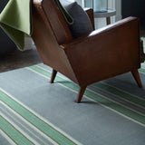 Striped flatweave runner in green and grey