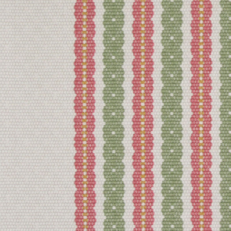 Striped flatweave runner in green and pink