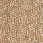 Detail of a linen fabric in a detailed geometric pattern in cream on a camel field.