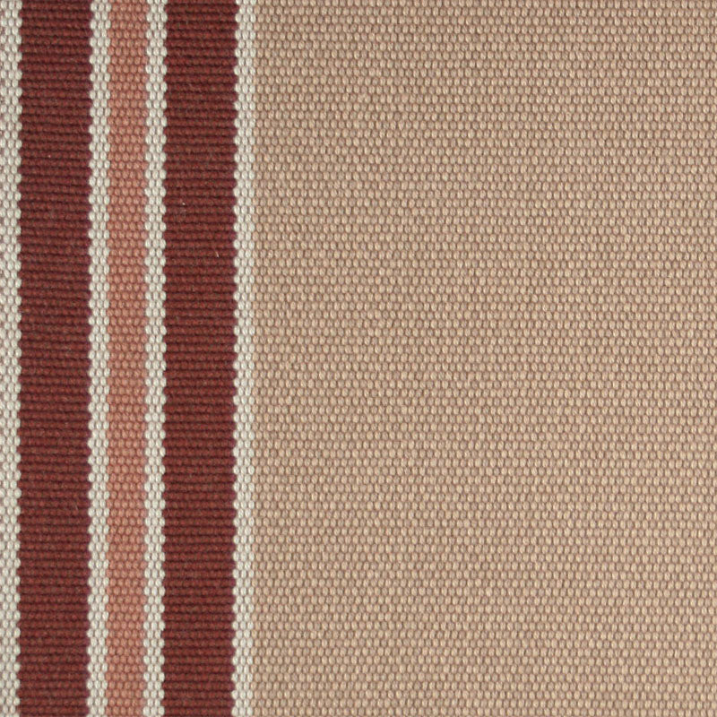 Striped flatweave runner in cream pink and burnt red