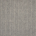 Broadloom carpet in a herringbone pattern in navy blue and grey.