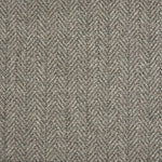 Broadloom carpet in a herringbone pattern in heather grey-brown.