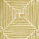 Detail of wallpaper in a dashed grid print in gold on a cream field.