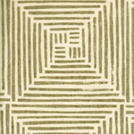 Detail of wallpaper in a dashed grid print in brown on a cream field.