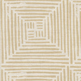 Detail of fabric in a dashed grid print in tan on a cream field.