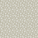 Pattern of small white flowers on a taupe background