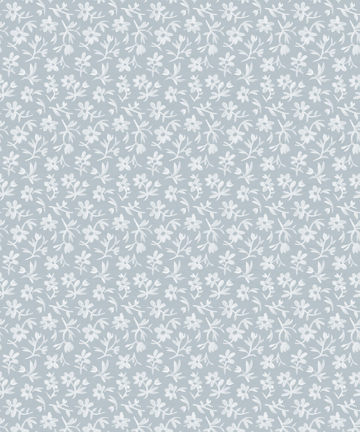 Pattern of small white flowers on a light blue background