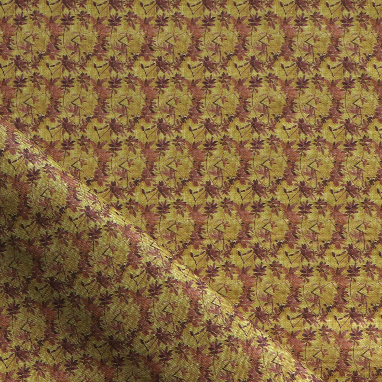 Fabric with small scale watercolor floral in purple and green.