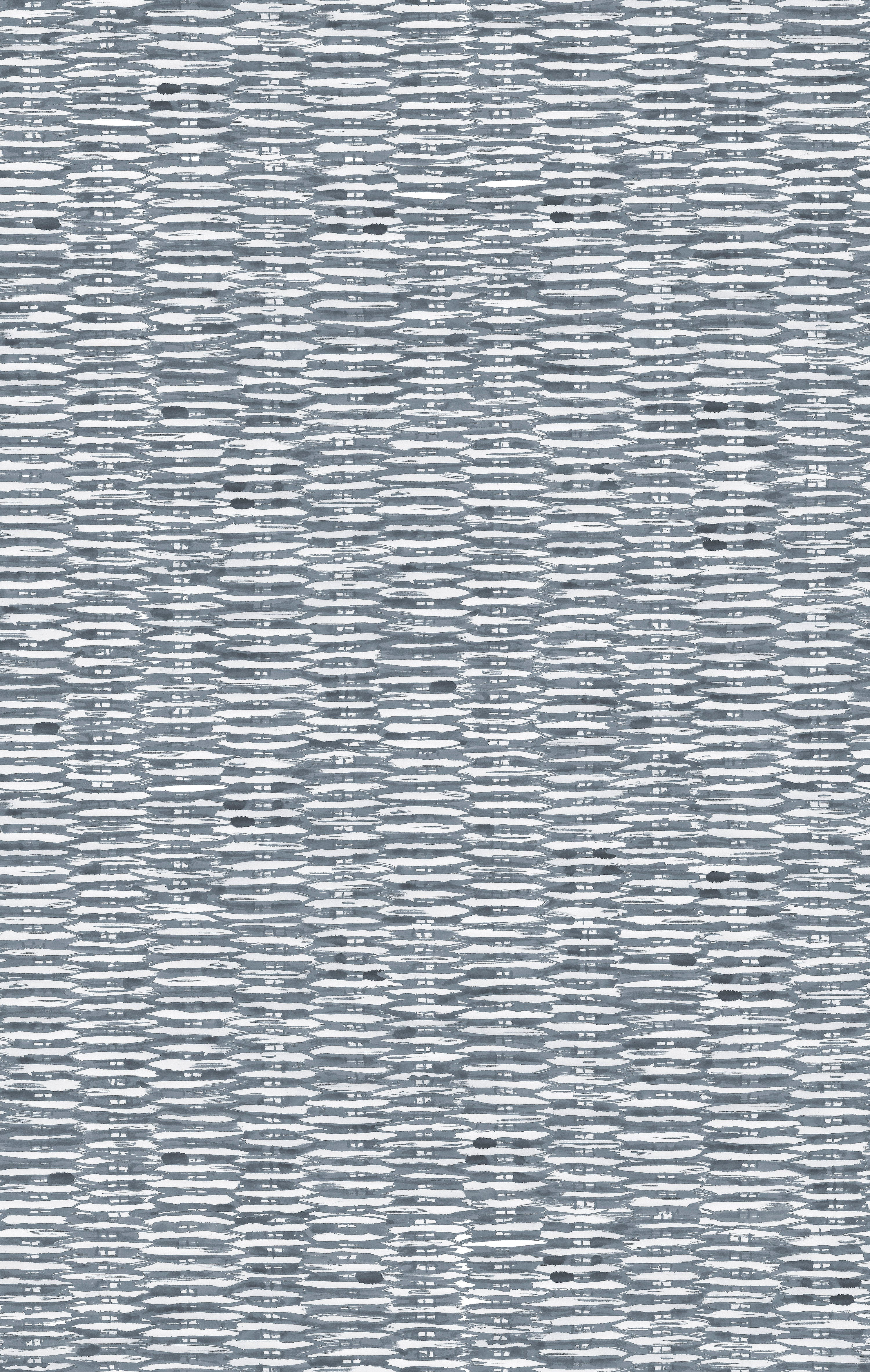 Detail of wallpaper in a textural checked print in navy on a white field.