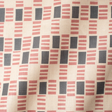 Draped fabric in a geometric check print in shades of pink, tan and black.