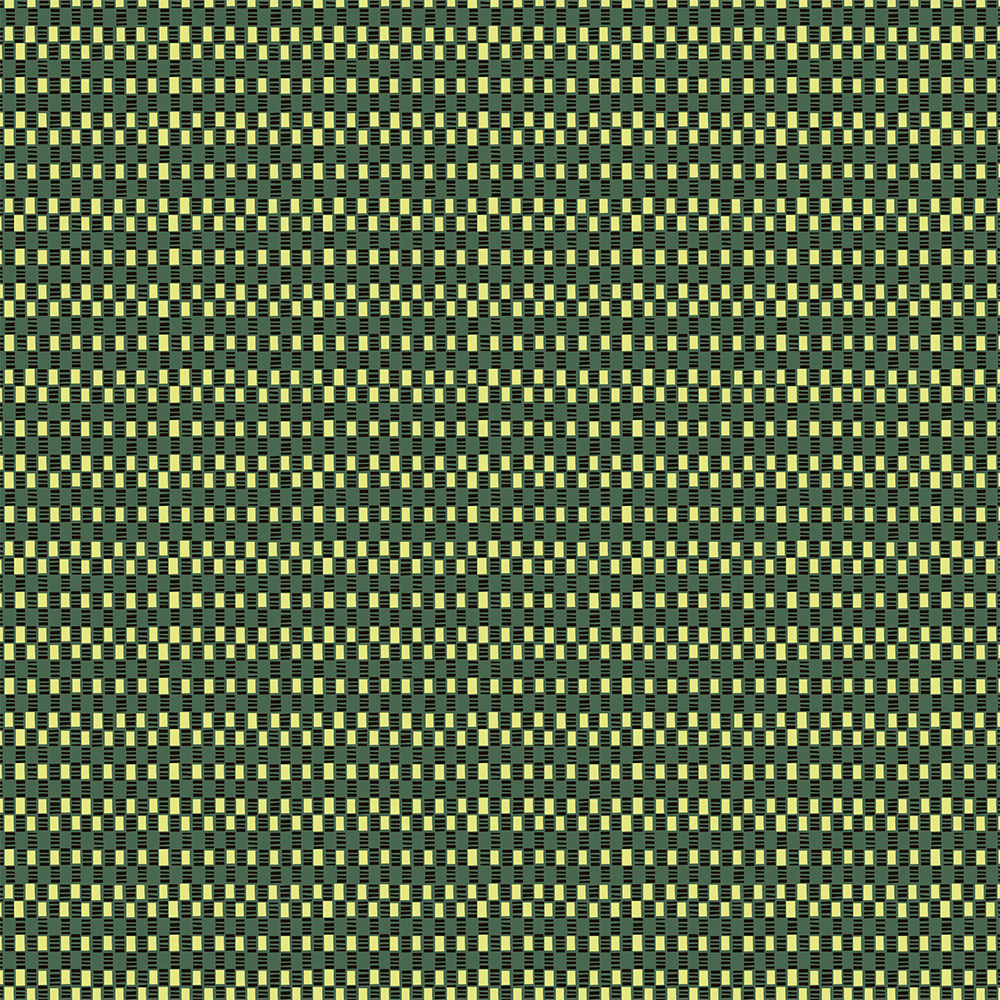 Scaled-out view of wallpaper in a small-scale geometric check print in shades of green, yellow and black.