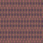 Detail of fabric in a geometric check print in shades of pink, purple and gold.