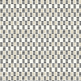 Detail of fabric in a geometric check print in shades of cream, white and black.