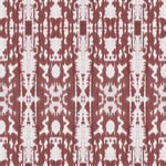 Detail of wallpaper in a painterly ikat print in rust and white.