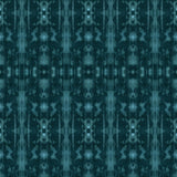 Detail of wallpaper in a painterly ikat print in turquoise and navy.