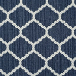 Broadloom carpet swatch in geometric pattern dark blue color