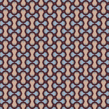 Scaled-out view of fabric in an interlocking curvilinear print in shades of blue, maroon and tan.