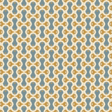 Scaled-out view of fabric in an interlocking curvilinear print in shades of cream, gold and blue-gray.