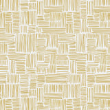 Detail of wallpaper in a directional dash pattern in yellow on a white field.