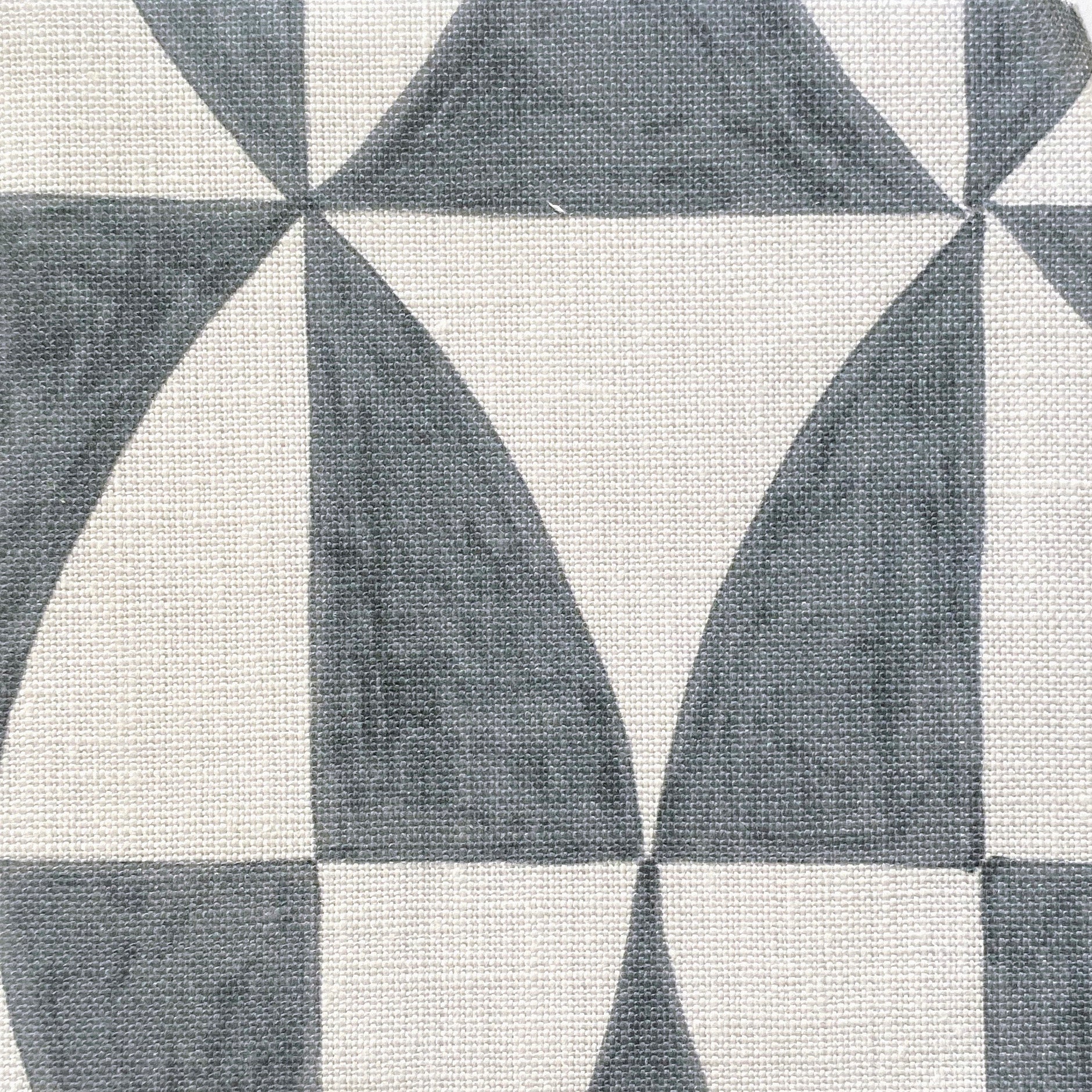 Close-up of fabric in a curvilinear grid print in navy on a white field.