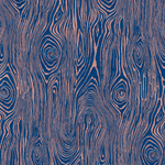 Detail of wallpaper in a textural wood grain print in pink on a blue field.