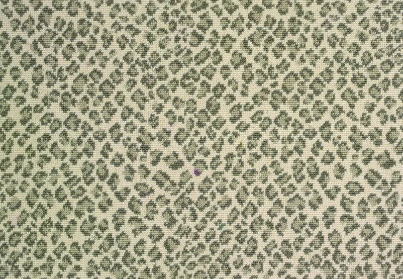 Broadloom carpet swatch in a spots pattern green color