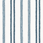 Detail of wallpaper in a textural stripe pattern in navy on a white field.