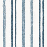 Detail of wallpaper in a textural stripe pattern in navy on a white field.