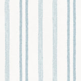 Detail of wallpaper in a textural stripe pattern in light blue on a white field.