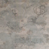 Detail of wallpaper in a dense photorealistic floral print in shades of gray.