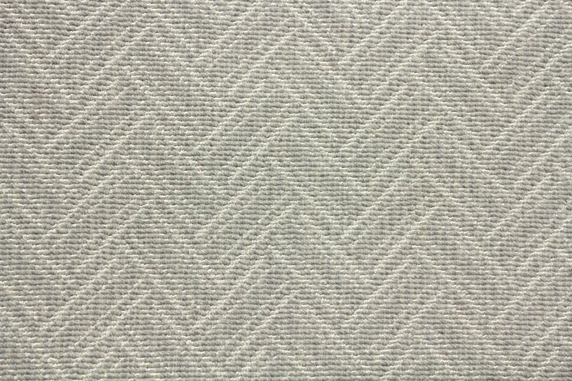 Broadloom carpet swatch in a zig zag pattern grey color