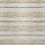 Textured carpet with horizontal loop and raised cut pile stripes in beige.