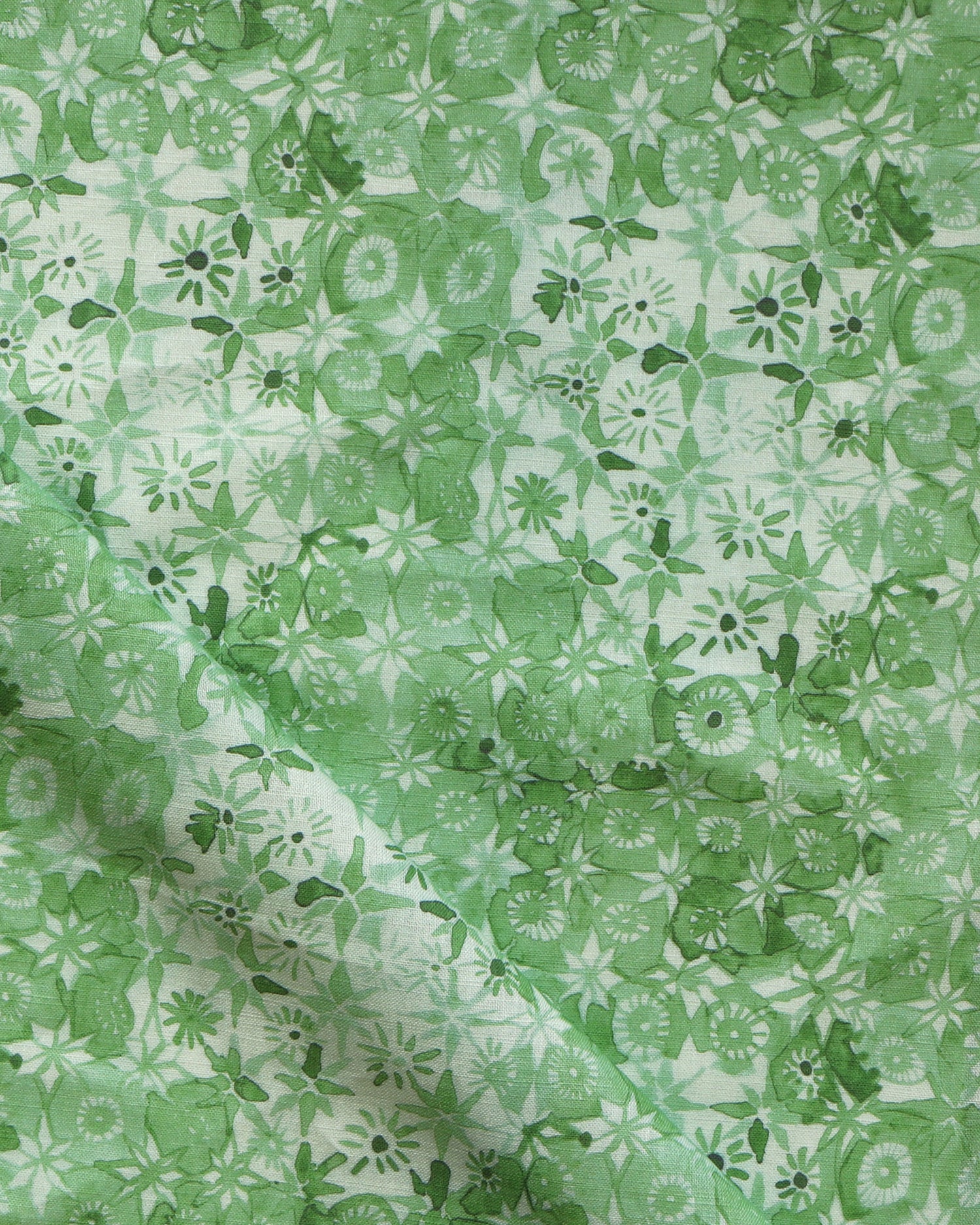 Patterned watercolor lace fabric in green